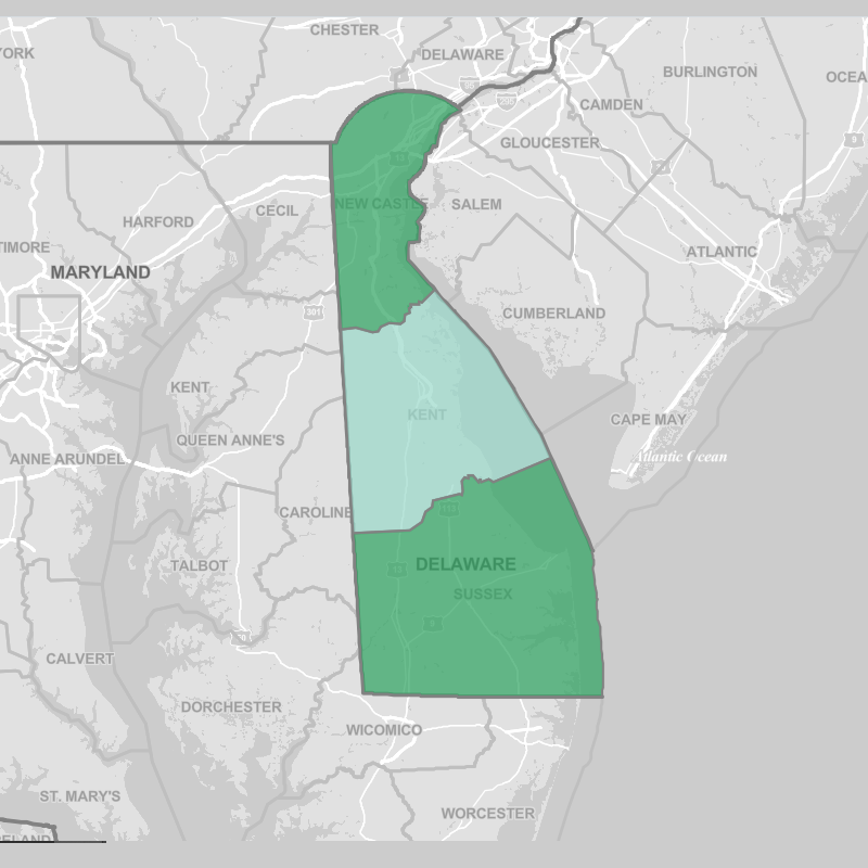 State of Delaware demographic map